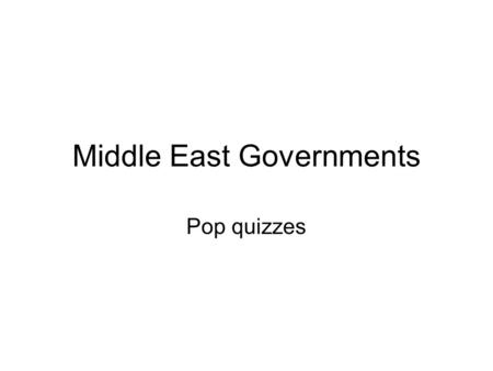 Middle East Governments