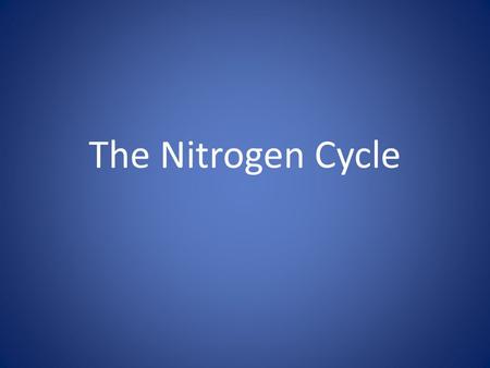 The Nitrogen Cycle.