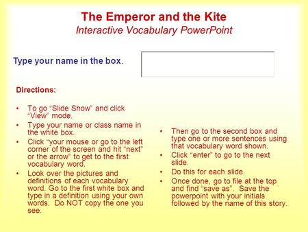 The Emperor and the Kite Interactive Vocabulary PowerPoint