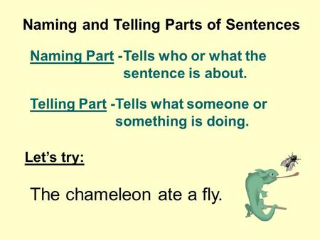 Naming and Telling Parts of Sentences