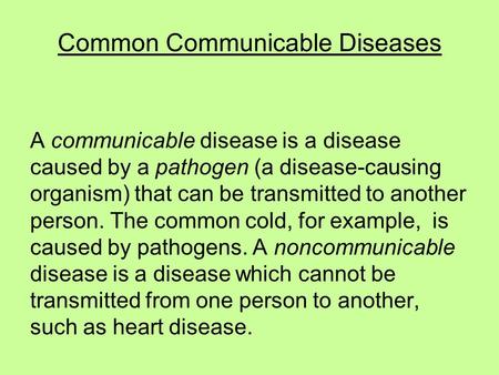 Common Communicable Diseases