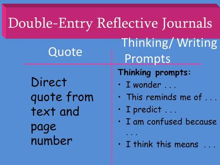 Double-Entry Reflective Journals