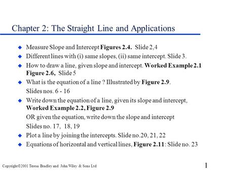 Chapter 2: The Straight Line and Applications