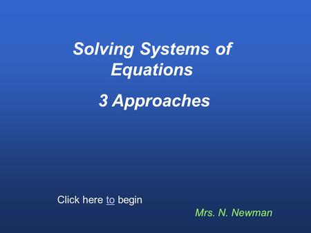 Solving Systems of Equations