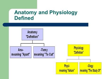 Anatomy and Physiology Defined