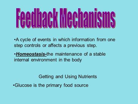 Getting and Using Nutrients