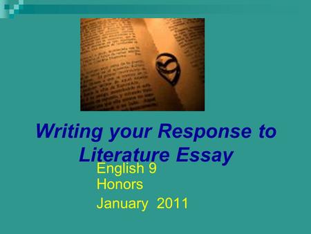 Writing your Response to Literature Essay