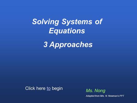 Solving Systems of Equations