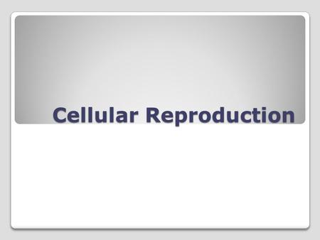 Cellular Reproduction