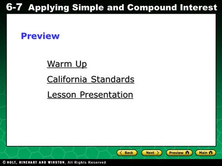 Preview Warm Up California Standards Lesson Presentation.