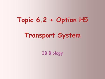 Topic Option H5 Transport System