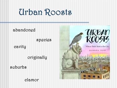 Urban Roosts abandoned species cavity suburbs clamor originally.