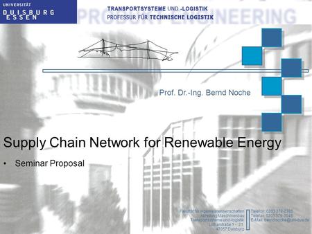 Supply Chain Network for Renewable Energy