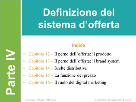 Definizione del sistema d’offerta