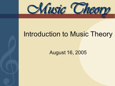 Introduction to Music Theory