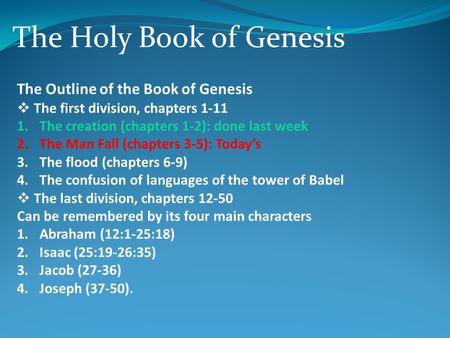 The Holy Book of Genesis