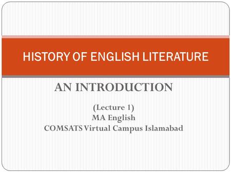 HISTORY OF ENGLISH LITERATURE