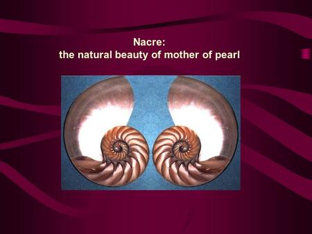 Nacre: the natural beauty of mother of pearl. Mother Of Pearl Mother of pearl is a common term for lustrous, iridescent material forming the inner surface.