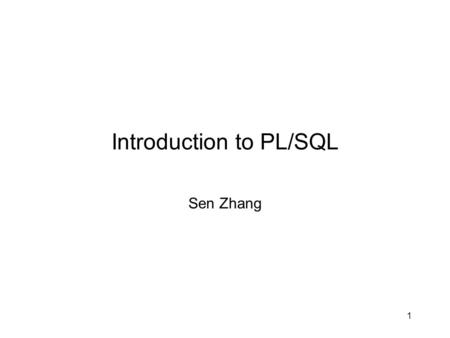 Introduction to PL/SQL