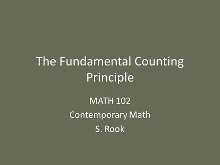 The Fundamental Counting Principle