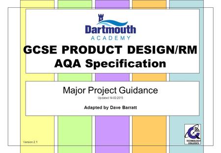 GCSE PRODUCT DESIGN/RM AQA Specification