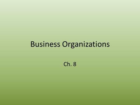 Business Organizations