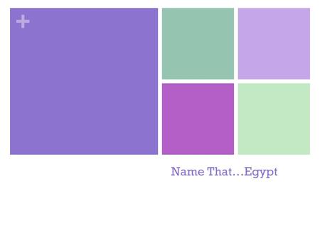 + Name That…Egypt. + The Ancient Egyptians used the Nile River for all of the following reason, except? A. Farming B. Cooking C. Cleaning D. All of them.