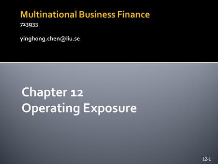 Multinational Business Finance 723g33