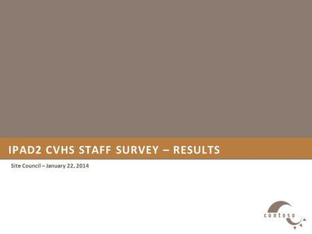 IPAD2 CVHS STAFF SURVEY – RESULTS Site Council – January 22, 2014.