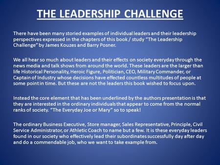 THE LEADERSHIP CHALLENGE