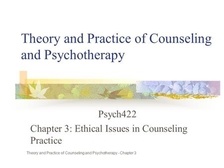 Theory and Practice of Counseling and Psychotherapy