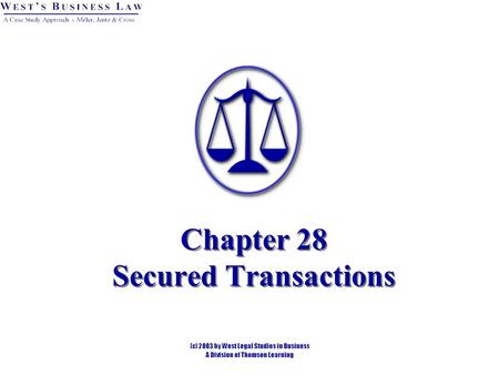 Chapter 28 Secured Transactions. 2 Overview Liens. Consensual Liens. Art.9 secured transactions = personal property. Mortgages = real property. Statutory.