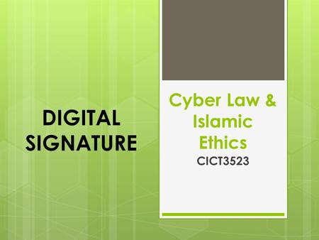 Cyber Law & Islamic Ethics