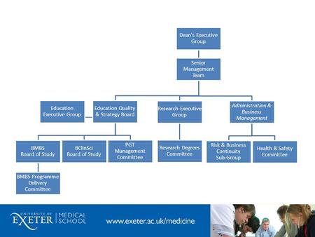 Dean's Executive Group Senior Management Team Education Quality & Strategy Board BMBS Board of Study BMBS Programme Delivery Committee BClinSci Board of.