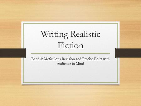 Writing Realistic Fiction