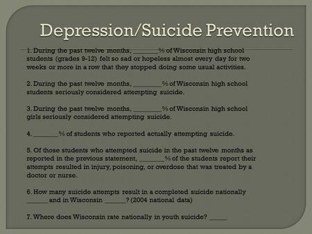 Depression/Suicide Prevention