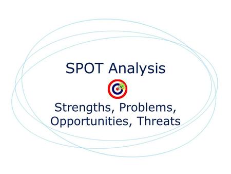 SPOT Analysis Strengths, Problems, Opportunities, Threats.