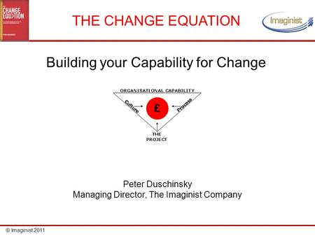 © Imaginist 2011 THE CHANGE EQUATION Building your Capability for Change Peter Duschinsky Managing Director, The Imaginist Company.