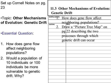 Set up Cornell Notes on pg. 23