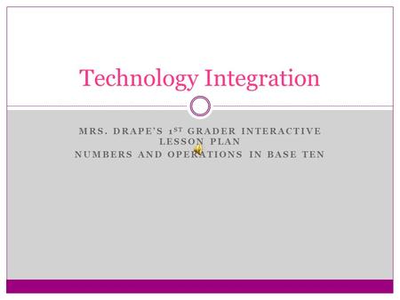 MRS. DRAPE’S 1 ST GRADER INTERACTIVE LESSON PLAN NUMBERS AND OPERATIONS IN BASE TEN Technology Integration.