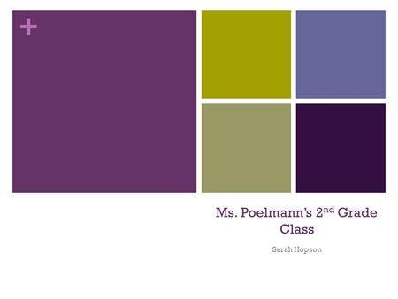 + Ms. Poelmann’s 2 nd Grade Class Sarah Hopson. + Personal Picture Narratives: Jacob Lawrence 80 Minutes In this second grade lesson students will look.