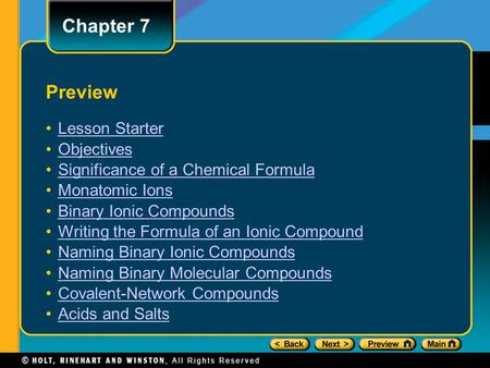 Preview Lesson Starter Objectives Significance of a Chemical Formula