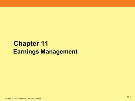 Chapter 11 Earnings Management