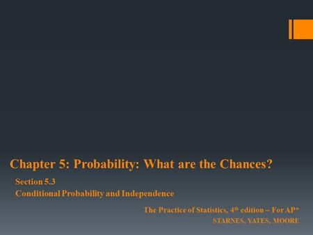 Chapter 5: Probability: What are the Chances?