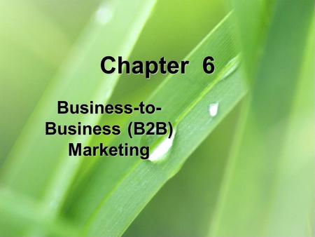 Business-to-Business (B2B) Marketing