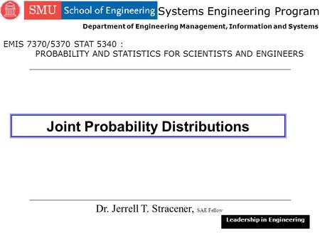 Joint Probability Distributions Leadership in Engineering