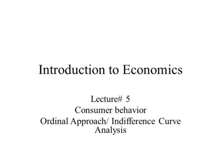 Introduction to Economics