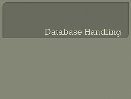 In C# program Before you can start using the ODBC class definitions, you will need to include the right module. using System.Data.Odbc; // ODBC definitions.