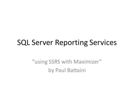 SQL Server Reporting Services