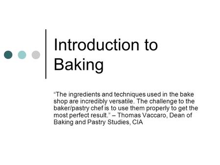 Introduction to Baking